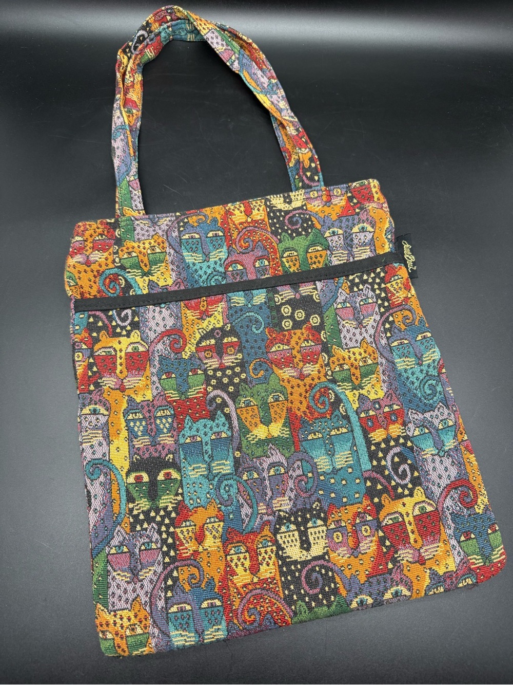 1990s Laurel Burch “Spotted Cats” Tapestry Tote Bag Whimsical Novelty Like New